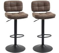 HomCom Tabourets de bar Lot de 2 Vintage capitonné pivotant réglable Marron effet vieilli