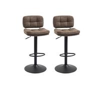 Lot de 2 tabourets de bar Vintage capitonné - pivotant, réglable - repose-pied - revêtement synthétique marron effet vieilli