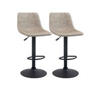 HOMCOM Lot de 2 tabourets de Bar Style Vintage réglable pivotant avec Repose-Pieds revêtement synthétique - Beige - Hauteur réglable 60-81H cm
