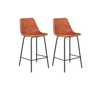 Lot de 2 tabourets de bar vintage LUCIEN cognac - Hauteur d'assise 65cm