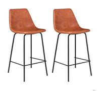 Lot De 2 Tabourets De Bar Vintage Lucien Cognac - Hauteur D'assise 65cm Orange