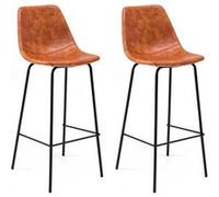 Happy Garden Tabourets de bar Lucien - Lot de 2 vintage Cognac - Hauteur d'assise 75 cm