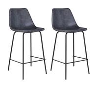 Happy Garden Lot de 2 tabourets de Bar Vintage Lucien Gris - Hauteur d'assise 65cm, tabourets de Bar Style Retro avec Dossier et Repose-Pieds, Structure métallique