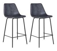 Lot De 2 Tabourets De Bar Vintage Lucien Gris Foncé - Hauteur D'assise 65cm Gris