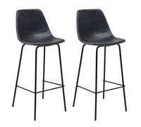 Lot De 2 Tabourets De Bar Vintage Lucien Gris Foncé - Hauteur D'assise 75cm Gris