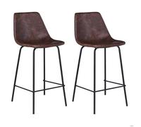 Happy Garden Tabourets de bar LUCIEN – Lot de 2 vintage marron assise 65 cm, dossier & repose-pieds