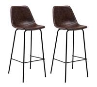 Happy Garden Tabourets de bar Lucien – Lot de 2, hauteur d'assise 75 cm, dossier, marron
