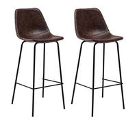Lot De 2 Tabourets De Bar Vintage Lucien Marron - Hauteur D'assise 75cm Marron