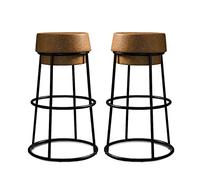 Lot de 2 tabourets de bar vintage pour comptoir de cuisine, 65/75 cm, chaise noire sans dossier, tabourets industriels rembourrés en liège, chaises d'île de
