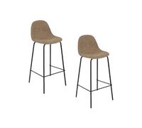 Atmosphera - Lot de 2 tabourets de bar VLADI - Beige - Vladi Beige G