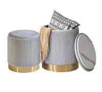 Lot de 2 tabourets de coiffeuse ronds modernes avec rangement, ottomans rembourrés pour salon et chambre à coucher, repose-pieds polyvalents élégants et table basse