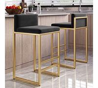 Lot de 2 tabourets de cuisine à dossier haut en velours avec cadre en métal, capacité de 120 kg, hauteur 65/75 cm, finition dorée élégante pour salle à manger et bar à la maison