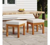Lot de 2 Tabourets de Jardin et Coussins Chaise Siège Patio Acacia Solide vidaXL
