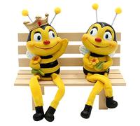 Dekohelden24 Lot de 2 tabourets décoratifs en polyrésine Motif Abeilles et Abeilles avec Fleur Dimensions : env. 6 x 5 x 18 cm