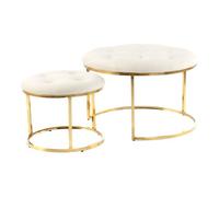 Lot de 2 Tabourets Design "Myla" 60cm Beige & Or