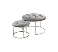 Lot de 2 Tabourets Design "Myla" 60cm Gris & Argent