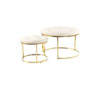 Lot de 2 Tabourets Design "Myla" 60cm Beige & Or