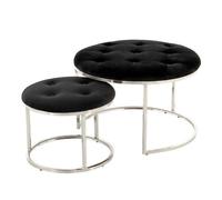 Lot de 2 Tabourets Design "Myla" 60cm Noir & Argent