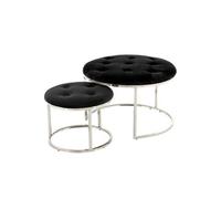 Lot de 2 Tabourets Design "Myla" 60cm Noir & Argent
