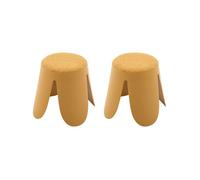 Lot de 2 tabourets empilables enfant polypropylène et bouclette texturée moutarde - Niki Kids