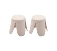 Lot de 2 tabourets empilables enfant polypropylène et bouclette texturée - niki kids beige TU