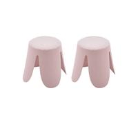 Lot de 2 tabourets empilables enfant polypropylène et bouclette texturée - niki kids rose pale TU