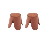 Lot de 2 tabourets empilables enfant polypropylène et bouclette texturée - niki kids terracotta TU