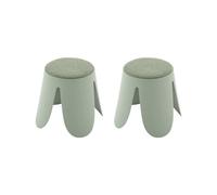 Lot de 2 tabourets empilables enfant polypropylène et bouclette texturée - niki kids vert céladon TU