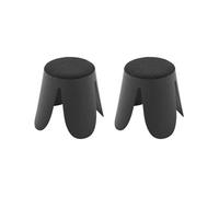 Lot De 2 Tabourets Empilables Enfant Polypropylène Et Bouclette Texturée - Niki Kids Noir TU