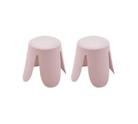 Lot de 2 tabourets empilables enfant polypropylène et bouclette texturée - niki kids rose pale TU