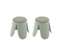 Lot de 2 tabourets empilables enfant polypropylène et bouclette texturée vert céladon - Niki Kids