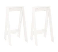 Lot de 2 tabourets en pin massif blanc - 40 x 40 x 75 cm - Empilables - Pliable - Peu encombrant - Multifonctionnel - Pour cuisine, salle à manger, salon, balcon, terrasse