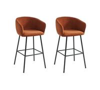 Lot de 2 tabourets en tissu et métal noir - Terracotta - LAZONI de Pascal Morabito