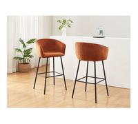 Lot de 2 tabourets en tissu et métal noir - Terracotta - LAZONI de