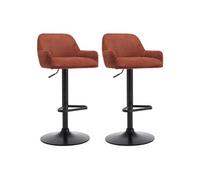 Lot de 2 tabourets en velours côtelé et métal noir - Hauteur réglable - Terracotta - LILIYA