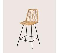 Lot de 2 Tabourets Hauts en Rotin Synthétique Gouda Naturel NATUREL Noir ?65 cm