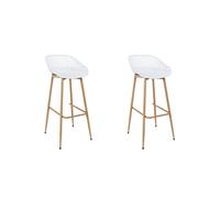 Lot de 2 Tabourets - HOME DECO FACTORY - Malaga - Haut - Contemporains - Blanc et marron