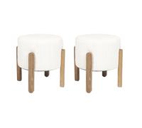Lot de 2 Tabourets - HOME DECO FACTORY - Scott - Côtelés - Beige et Marron