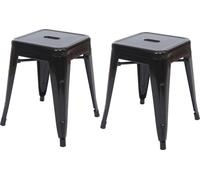 Mendler 2X Tabouret HWC-A73, Tabouret en métal, Design Industriel, empilable - Noir