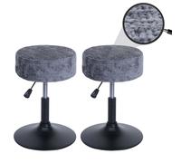 Lot de 2 tabourets HWC-C22, Pouf, réglable en Hauteur pivotant Ø 37cm Tissu Chenille (465g/m²) MVG - Gris foncé