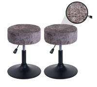 Lot de 2 tabourets HWC-C22, Pouf, réglable en Hauteur pivotant Ø 37cm Tissu Chenille (465g/m²) MVG - Marron