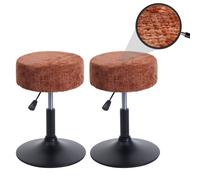 Lot De 2 Tabourets Hwc-C22, Pouf, Réglable En Hauteur Pivotant Ø 37cm Tissu Chenille (465g/M²) Mvg Terracotta Orange