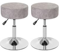 lot de 2 tabourets HWC-C22, tabouret de maquillage, hauteur réglable Ø 35cm ~ imitation daim, gris vintage