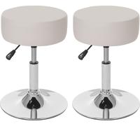 lot de 2 tabourets HWC-C22, tabouret de maquillage, hauteur réglable Ø 35cm ~ similicuir, crème