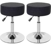 lot de 2 tabourets HWC-C22, tabouret de maquillage, hauteur réglable Ø 35cm ~ textile, gris foncé