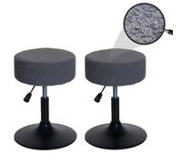 Lot De 2 Tabourets Hwc-C22, Tabouret De Maquillage, Réglable En Hauteur Pivotant Ø 37cm Tissu Bouclé 450g/M² Mvg Gris Foncé Gris