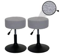Lot De 2 Tabourets Hwc-C22, Tabouret De Maquillage, Réglable En Hauteur Pivotant Ø 37cm Tissu Bouclé 450g/M² Mvg Gris Gris