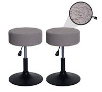 Mendler Lot de 2 tabourets HWC-C22, Tabouret de Maquillage, réglable en Hauteur pivotant Ø 37cm Tissu Bouclé 450g/m² MVG - Taupe