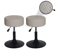 Mendler Lot de 2 tabourets HWC-C22, Tabouret de Maquillage, réglable en Hauteur pivotant Ø 37cm Tissu Bouclé 450g/m² MVG - Beige