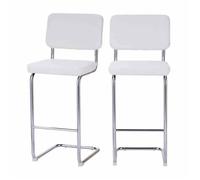 Lot de 2 tabourets JACK en tissu bouclette blanche avec pieds métalliques
